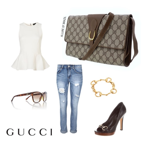 Gucci Handbags - GUCCI GG MONOGRAM SHOULDER CLUTCH